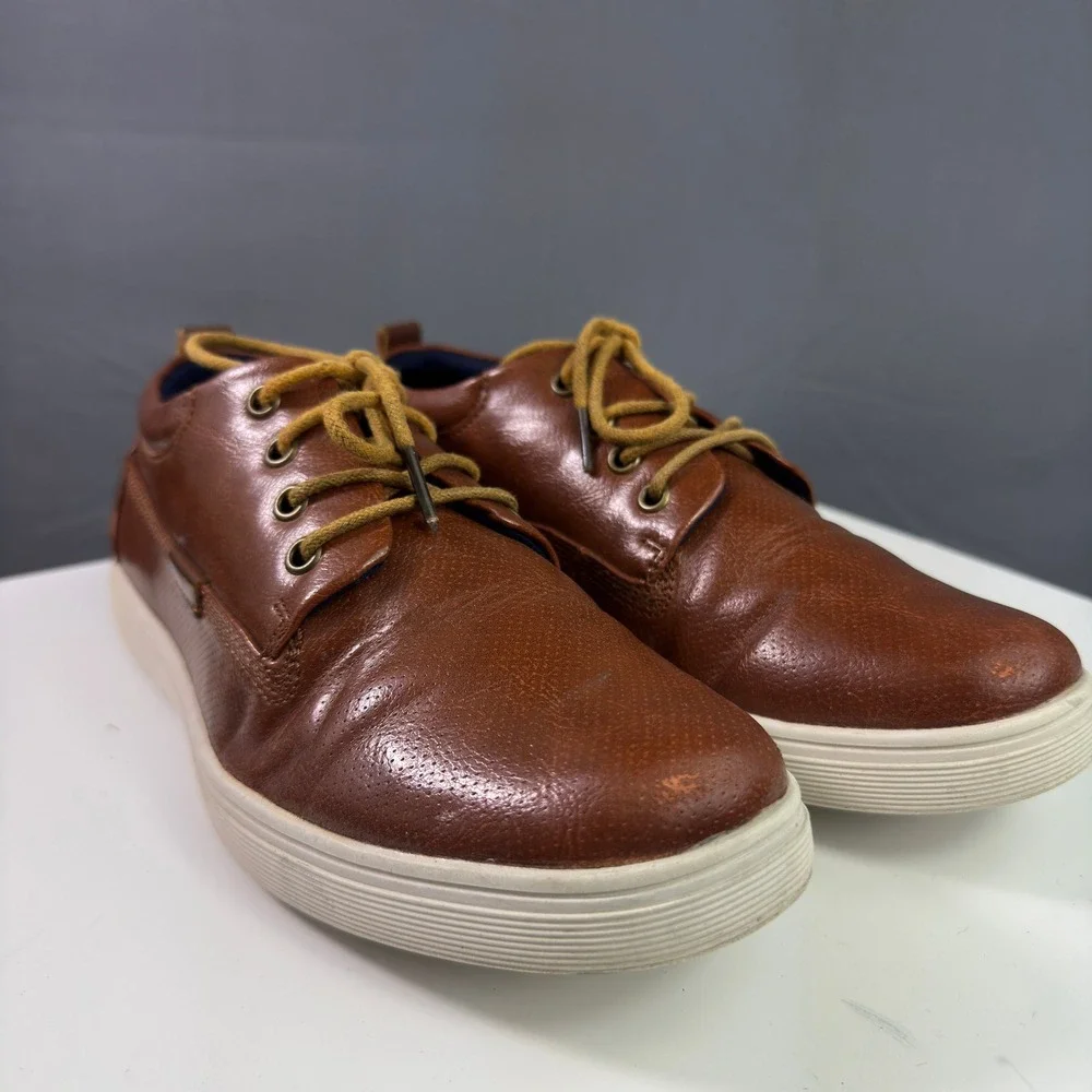 Ashford Hayes Dozer-Y Sneakers Mens 5 Brown Faux Leather Low Top Lace Up Shoes